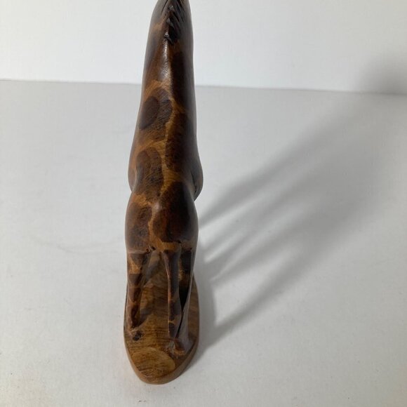 Hand Carved Wood Feeding Giraffe 3 x 6" Made in Kenya - Picture 4 of 6